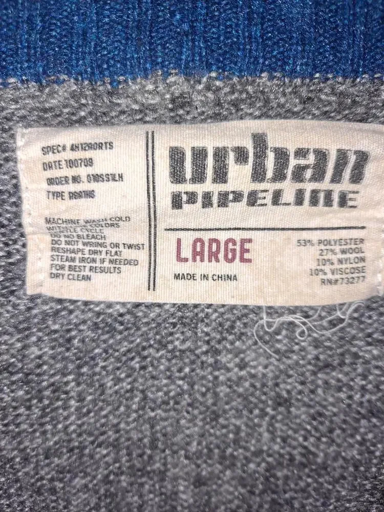 Urban Pipeline Gray Orange and Blue Drew Neck Sweater Size‎ Large